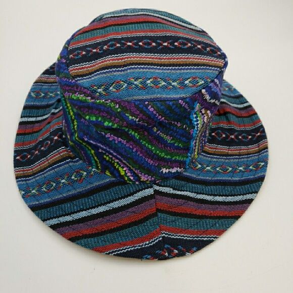 Boho Hippie Bucket Hat Cotton Blue Unisex Lightweight Beach Summer Sun Hat Nepal - Picture 10 of 14